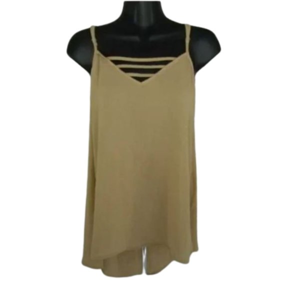 NWT Cecico Collection Women's Satin‎ Sleeveless Tank Taupe Size Medium - Picture 1 of 16